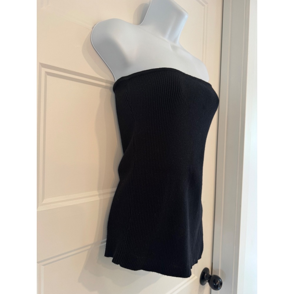 4th & Reckless Black Ribbed Knit Tube Top Strapless High Side Slit Medium - Picture 5 of 11